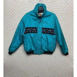 VINTAGE Comfy Casuals Jacket Womens‎ 12 Green Aztec Western Coat Made In USA